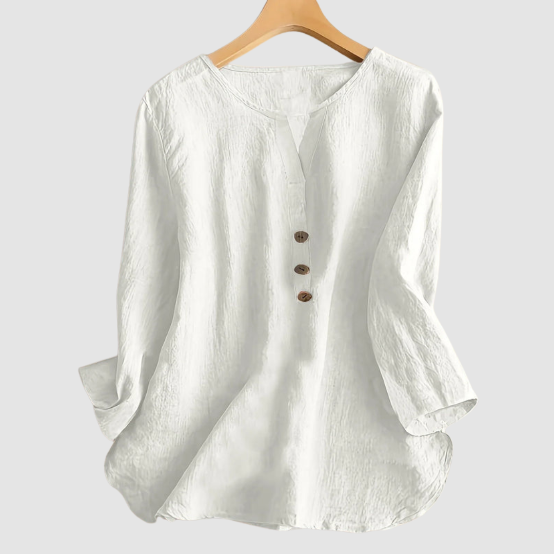 Melisa | Women's Casual Cotton and Linen Blouse-The Yellow Prime