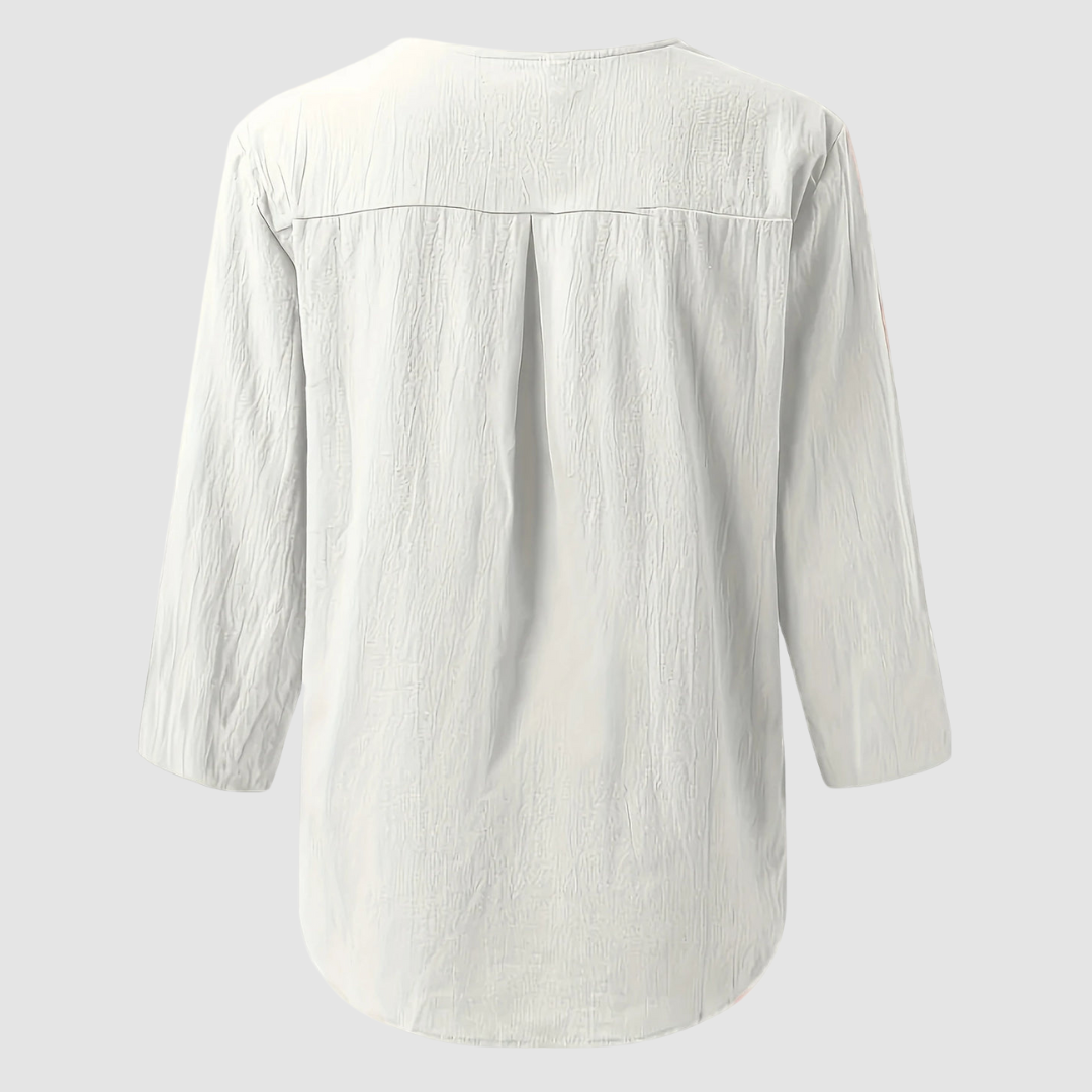 Melisa | Women's Casual Cotton and Linen Blouse-The Yellow Prime