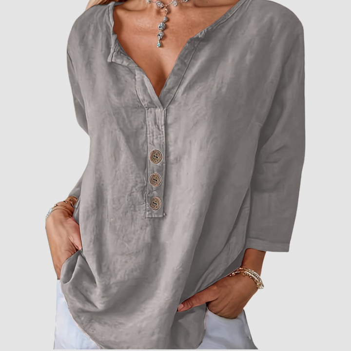 Melisa | Women's Casual Cotton and Linen Blouse-The Yellow Prime