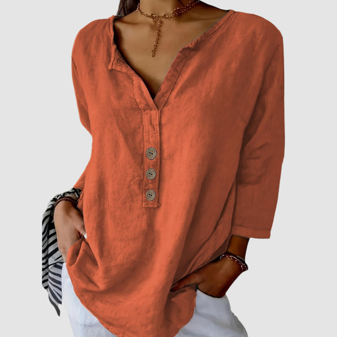 Melisa | Women's Casual Cotton and Linen Blouse-The Yellow Prime