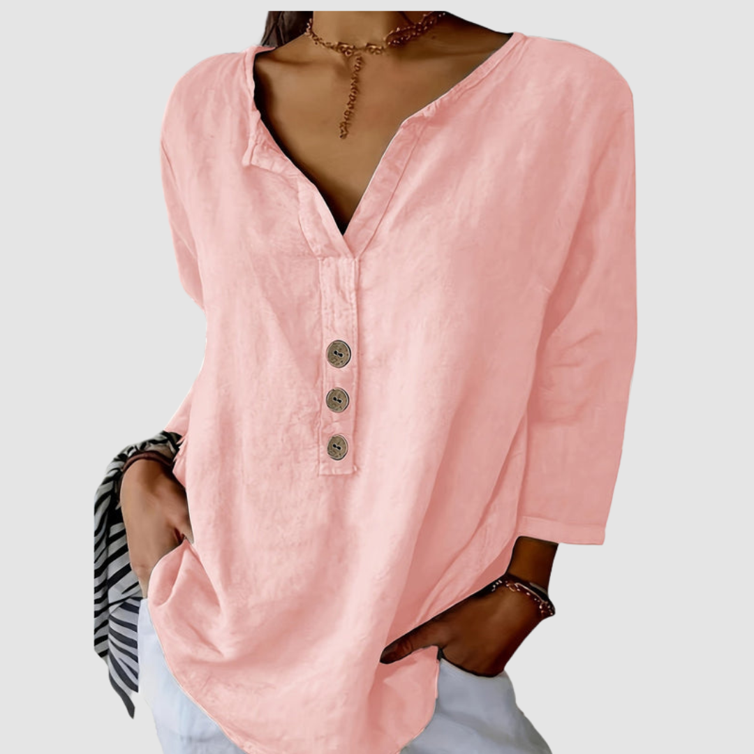 Melisa | Women's Casual Cotton and Linen Blouse-The Yellow Prime