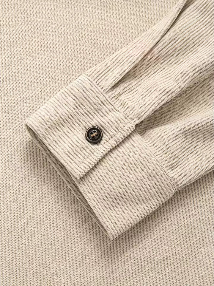 Men's Classic Corduroy Jacket with Button Placket and Chest Pockets