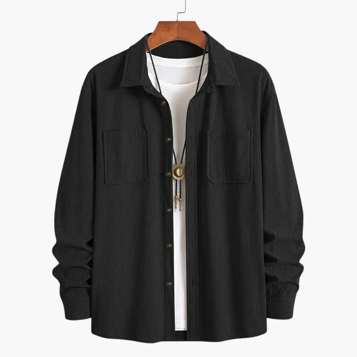 Men's Classic Corduroy Jacket with Button Placket and Chest Pockets
