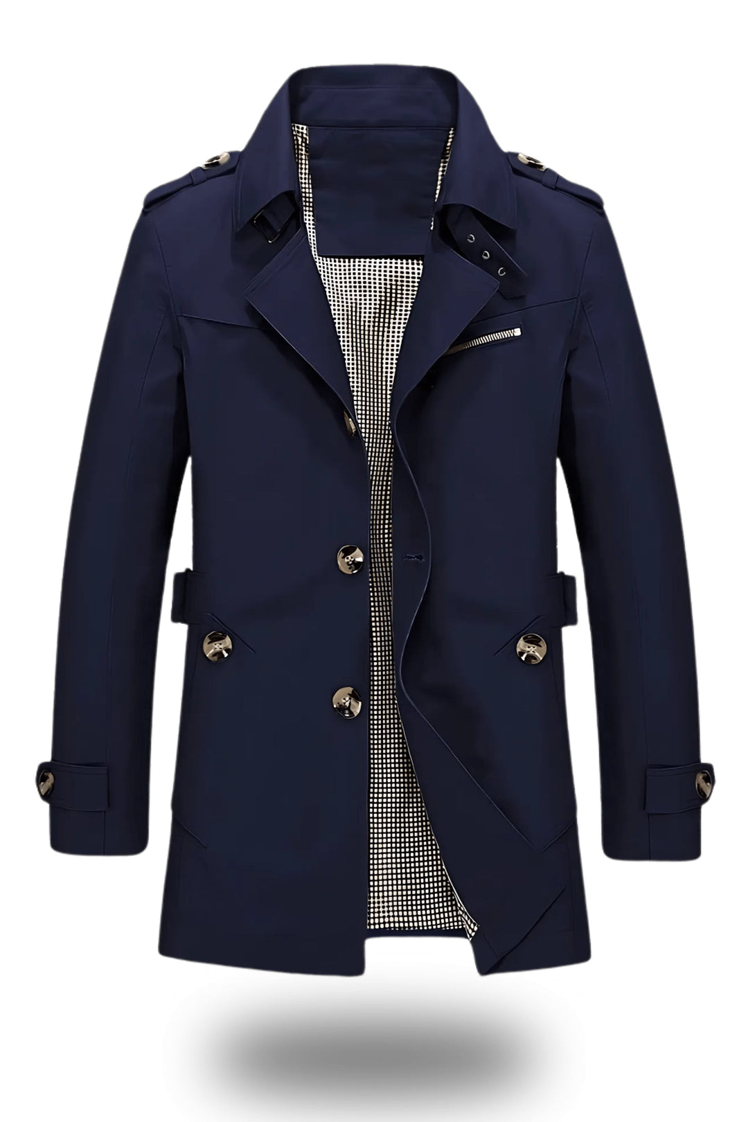 Men's Stylish Trench Coat – Turned-Down Collar, Regular Fit