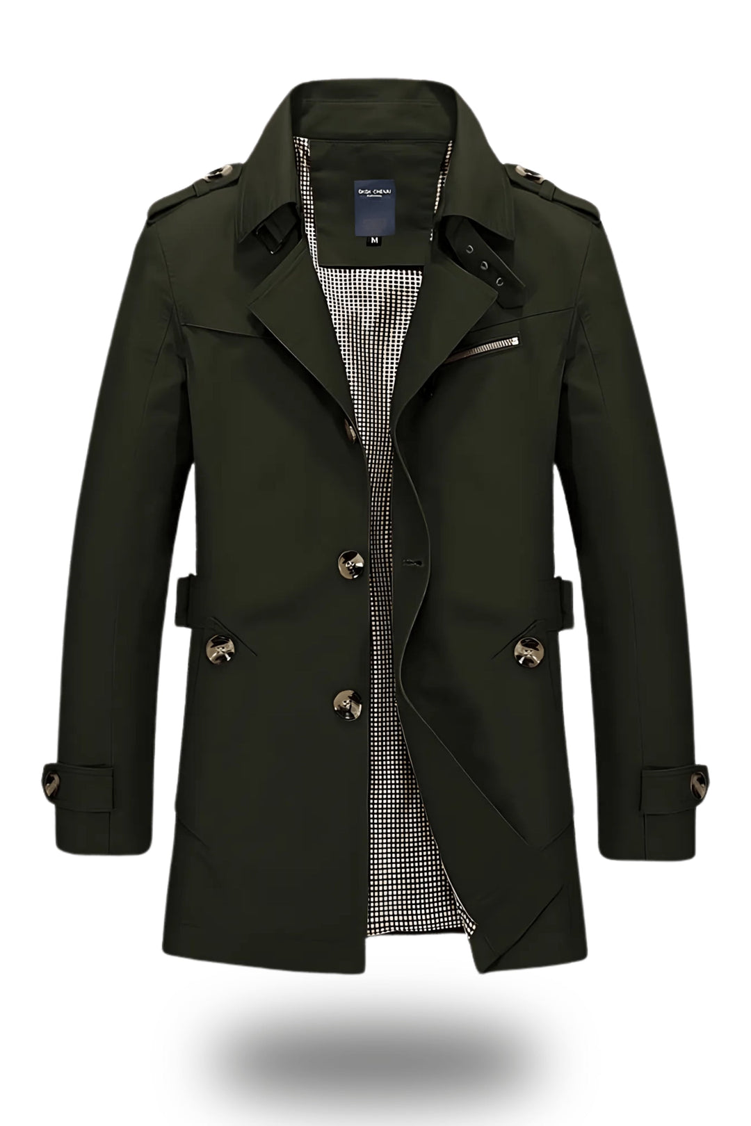 Men's Stylish Trench Coat – Turned-Down Collar, Regular Fit
