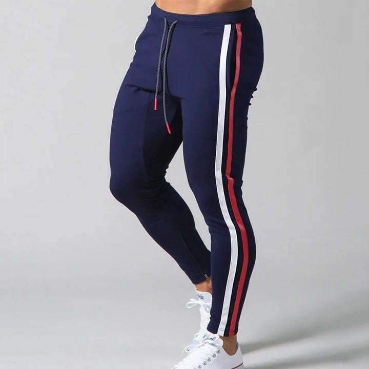 Men's Striped Slim-Fit Athletic Joggers-The Yellow Prime