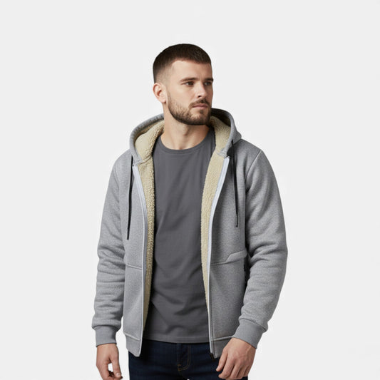 Veste à capuche confortable pour homme, avec couche intérieure douillette