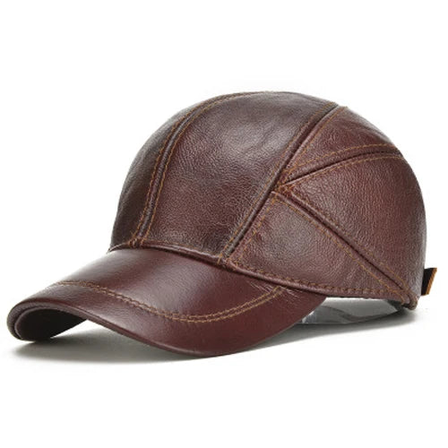 Men's Adjustable Vintage Genuine Leather Cap-The Yellow Prime