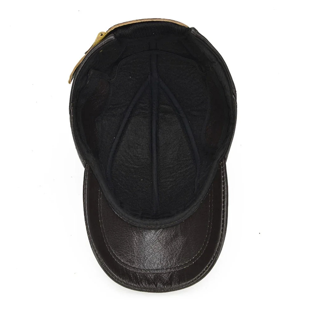 Men's Adjustable Vintage Genuine Leather Cap-The Yellow Prime