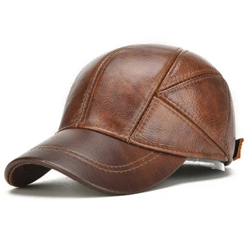 Men's Adjustable Vintage Genuine Leather Cap-The Yellow Prime