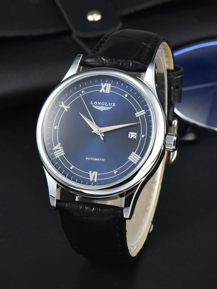 Men's Automatic Leather Strap Mechanical Date Waterproof Watch-The Yellow Prime