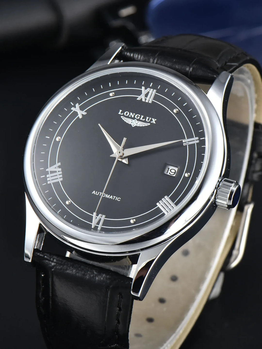 Men's Automatic Leather Strap Mechanical Date Waterproof Watch-The Yellow Prime