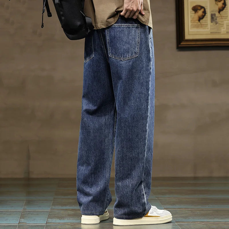 Men's Baggy Wide-Leg Drawstring Casual Denim Jeans-The Yellow Prime