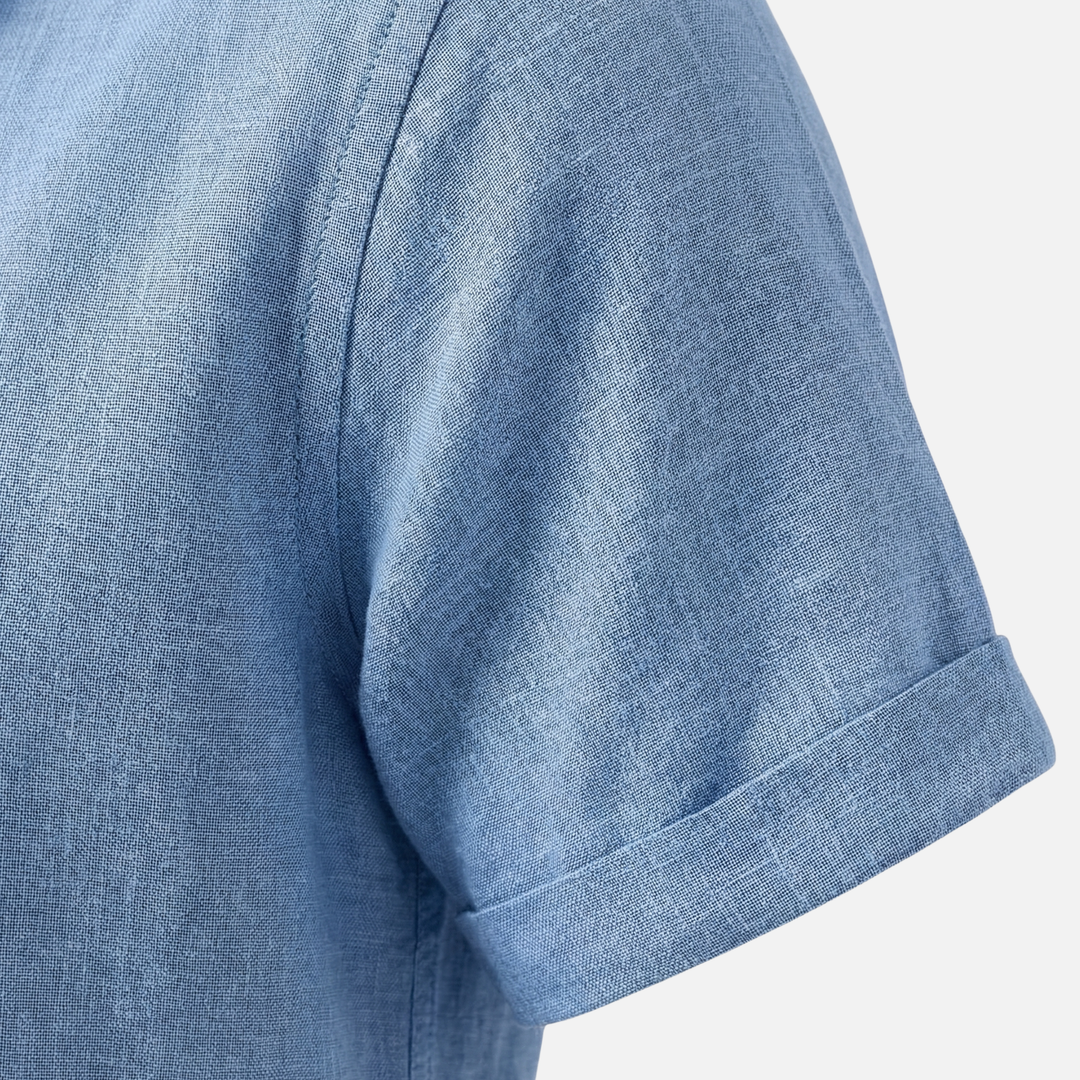 Men's Breathable Linen Button-Up Shirt with Classic Collar-The Yellow Prime