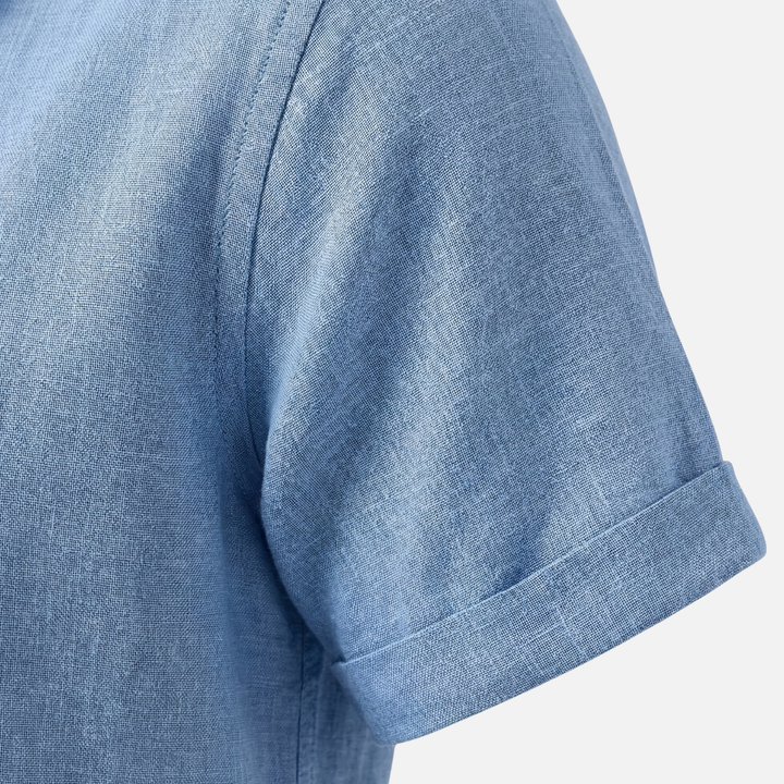Men's Breathable Linen Button-Up Shirt with Classic Collar-The Yellow Prime