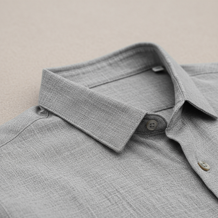 Men's Breathable Linen Button-Up Shirt with Classic Collar-The Yellow Prime