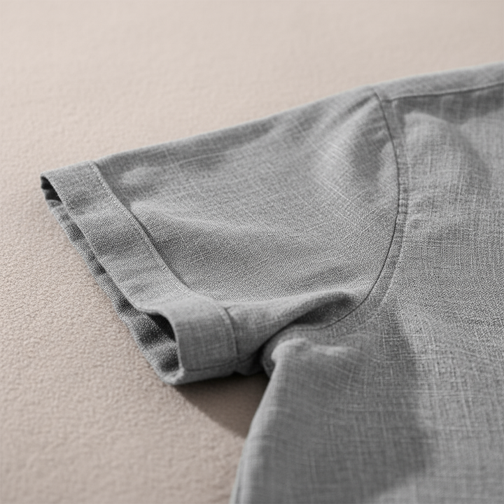 Men's Breathable Linen Button-Up Shirt with Classic Collar-The Yellow Prime