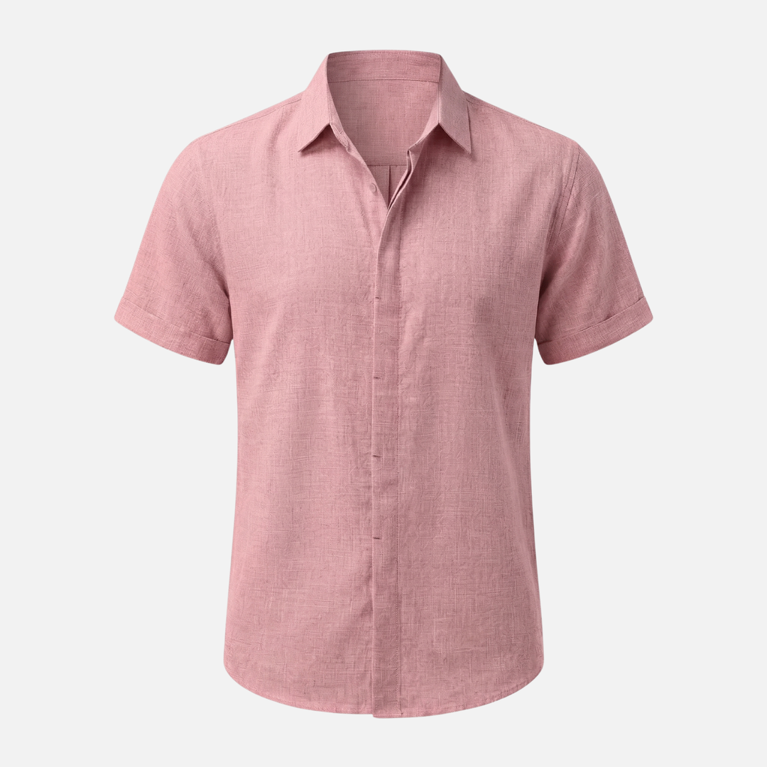 Men's Breathable Linen Button-Up Shirt with Classic Collar-The Yellow Prime