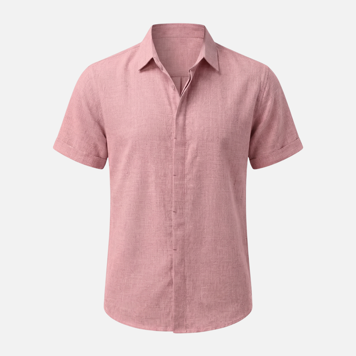 Men's Breathable Linen Button-Up Shirt with Classic Collar-The Yellow Prime