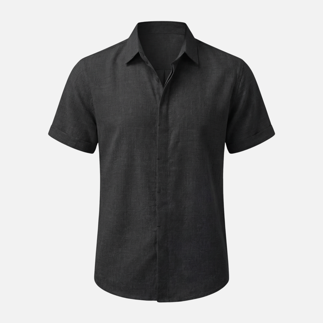 Men's Breathable Linen Button-Up Shirt with Classic Collar-The Yellow Prime