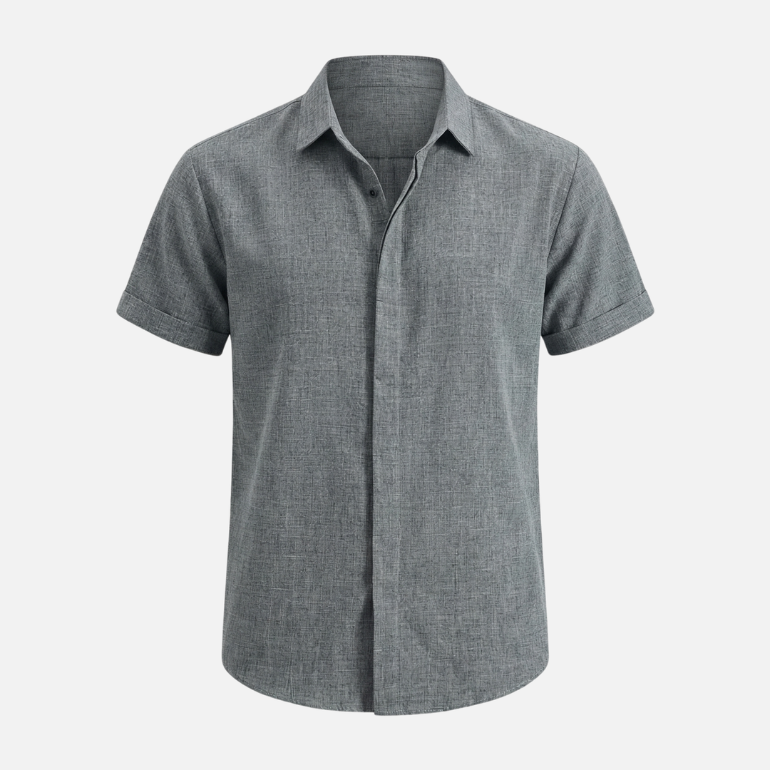 Men's Breathable Linen Button-Up Shirt with Classic Collar-The Yellow Prime