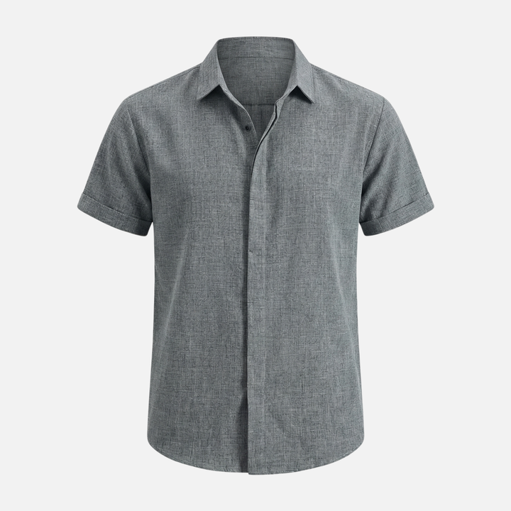 Men's Breathable Linen Button-Up Shirt with Classic Collar-The Yellow Prime