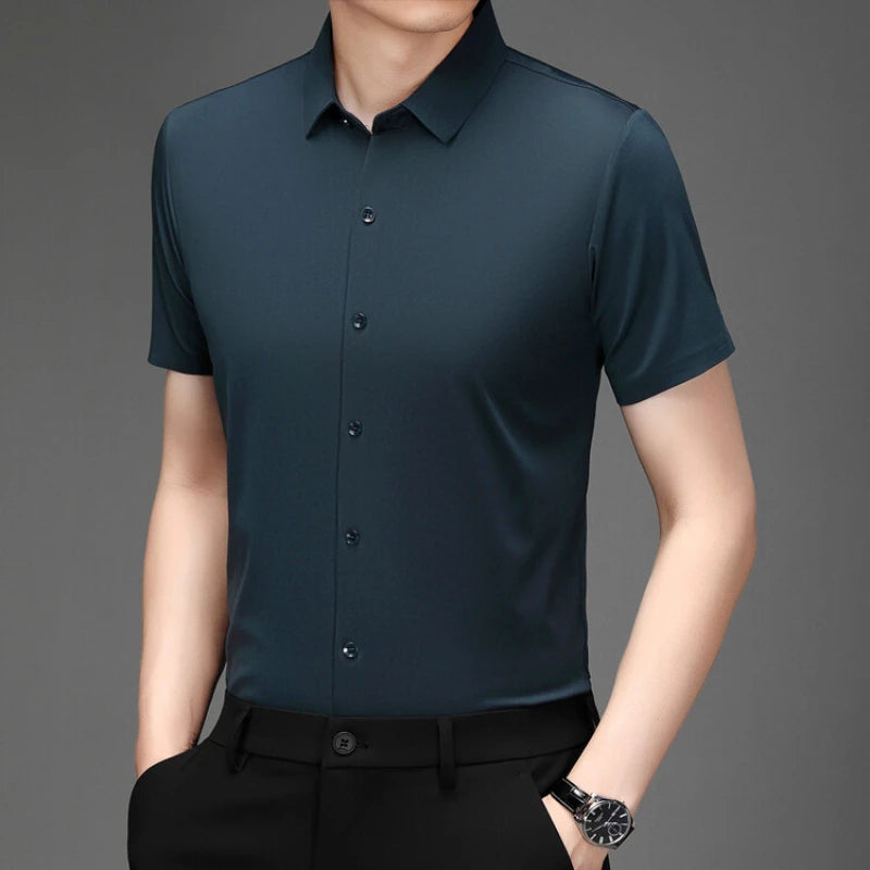 Men's Breathable Ultra Stretch Short Sleeve Business Casual Shirt-The Yellow Prime