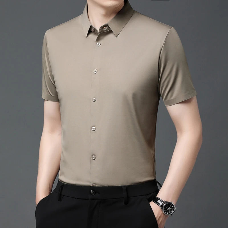 Men's Breathable Ultra Stretch Short Sleeve Business Casual Shirt-The Yellow Prime