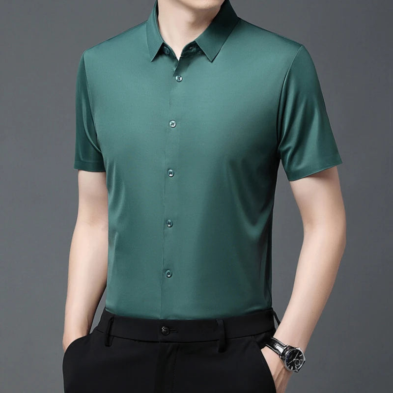 Men's Breathable Ultra Stretch Short Sleeve Business Casual Shirt-The Yellow Prime