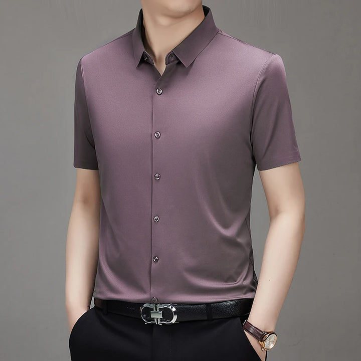 Men's Breathable Ultra Stretch Short Sleeve Business Casual Shirt-The Yellow Prime