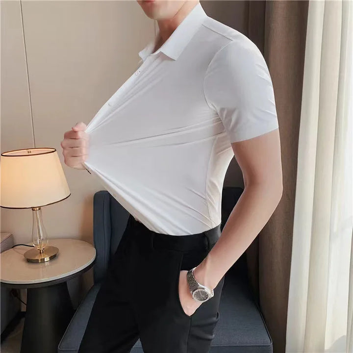 Men's Breathable Ultra Stretch Short Sleeve Business Casual Shirt-The Yellow Prime
