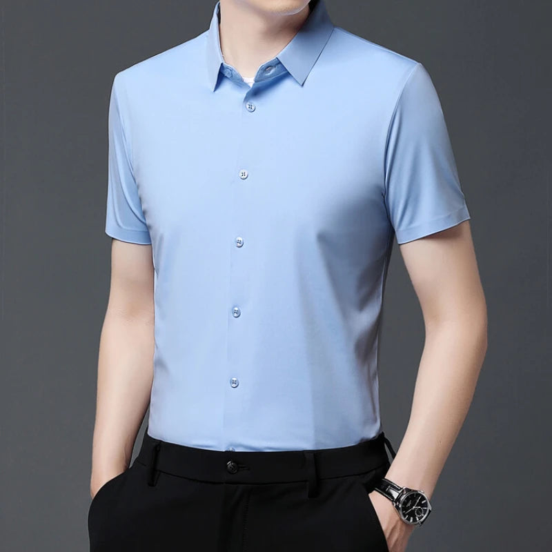 Men's Breathable Ultra Stretch Short Sleeve Business Casual Shirt-The Yellow Prime