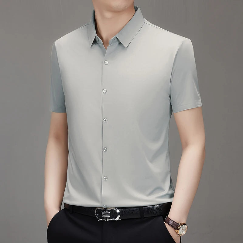 Men's Breathable Ultra Stretch Short Sleeve Business Casual Shirt-The Yellow Prime