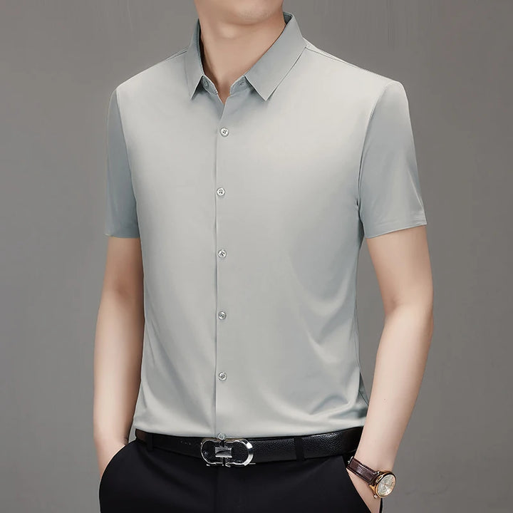 Men's Breathable Ultra Stretch Short Sleeve Business Casual Shirt-The Yellow Prime