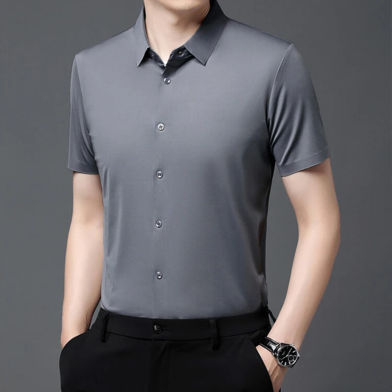 Men's Breathable Ultra Stretch Short Sleeve Business Casual Shirt-The Yellow Prime
