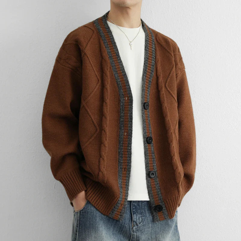 Men's Cable Knit Cardigan - Alderidge Style-The Yellow Prime