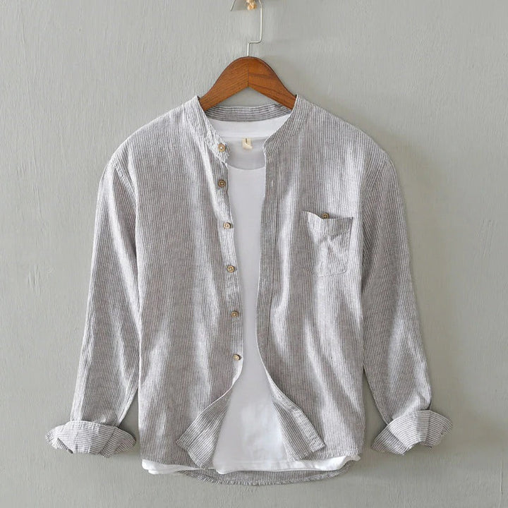 Men's Casual Band Collar Shirt for Effortless Style-The Yellow Prime