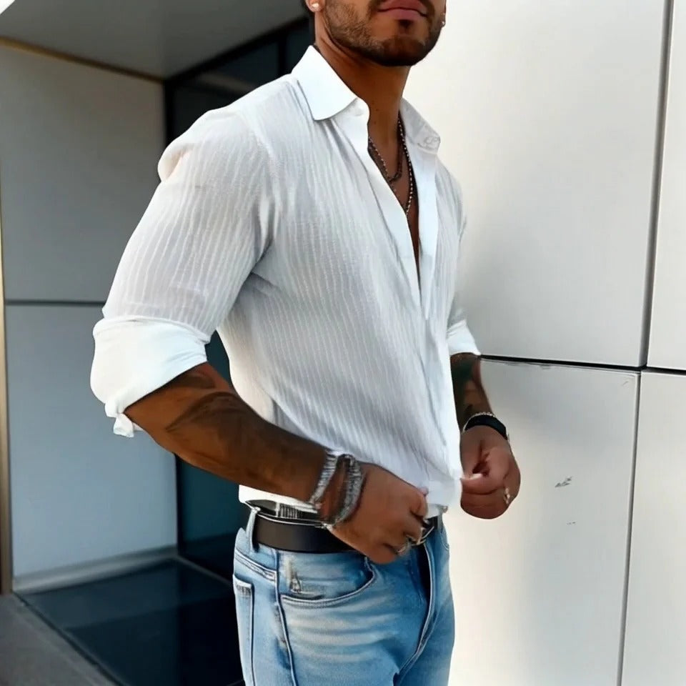 Men's Casual Button-Up Shirt-The Yellow Prime