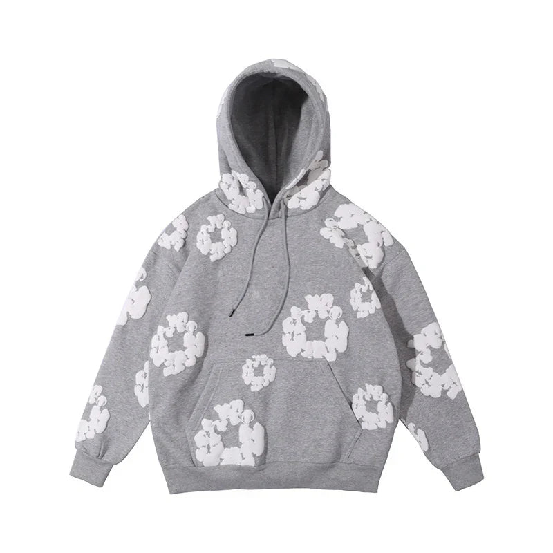 Men’s Casual Denim Tears Hoodie – Soft Hooded Sweatshirt Grey