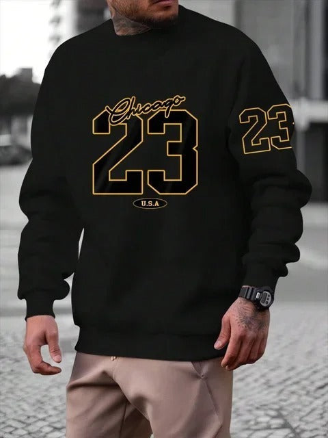 Men's Casual Fleece Crewneck Sweatshirt-The Yellow Prime