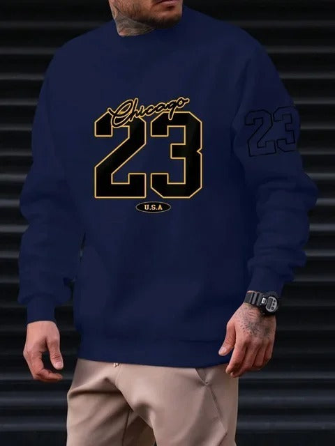 Men's Casual Fleece Crewneck Sweatshirt-The Yellow Prime