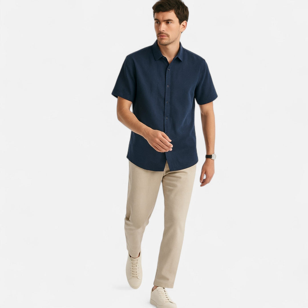Men's Casual Short-Sleeve Button-Up Shirt-The Yellow Prime