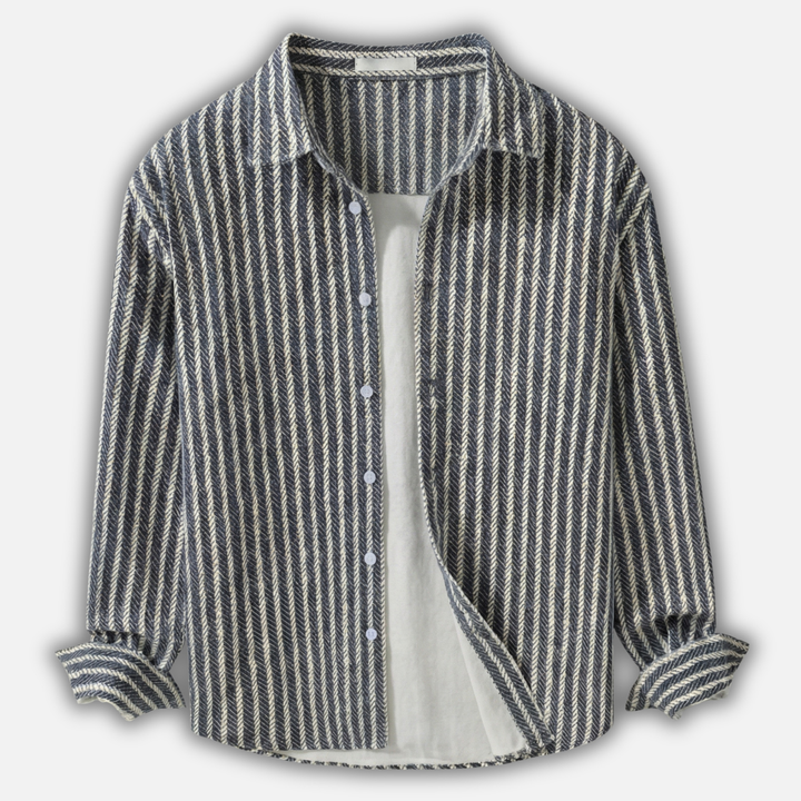 Men's Casual Striped Long Sleeve Button-Down Shirt-The Yellow Prime