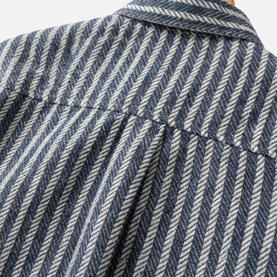 Men's Casual Striped Long Sleeve Button-Down Shirt-The Yellow Prime