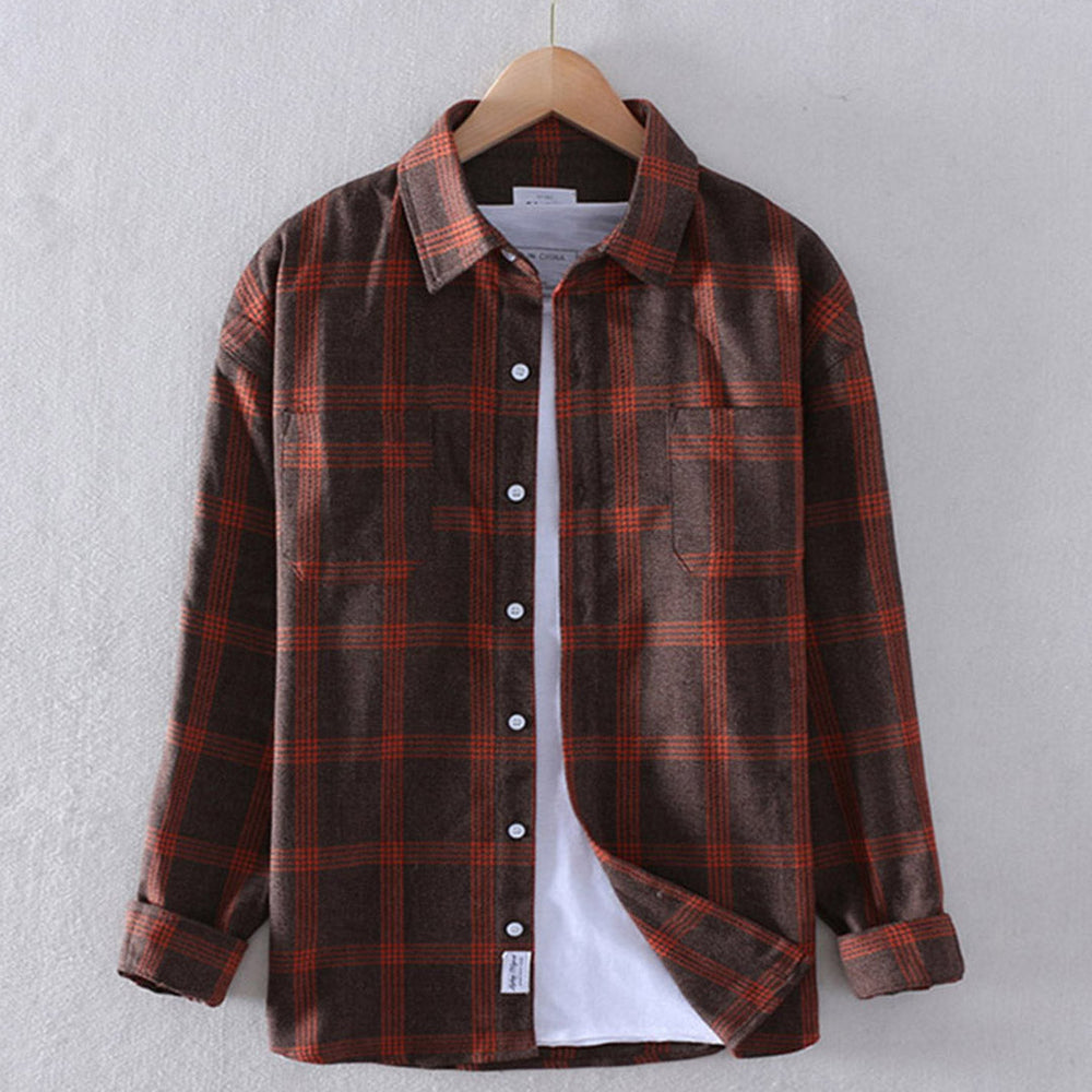 Men's Checkered Flannel Shirt – Relaxed Fit and Long Sleeves-The Yellow Prime