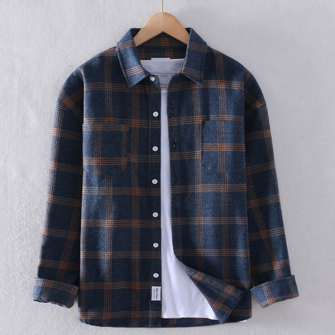 Men's Checkered Flannel Shirt – Relaxed Fit and Long Sleeves-The Yellow Prime
