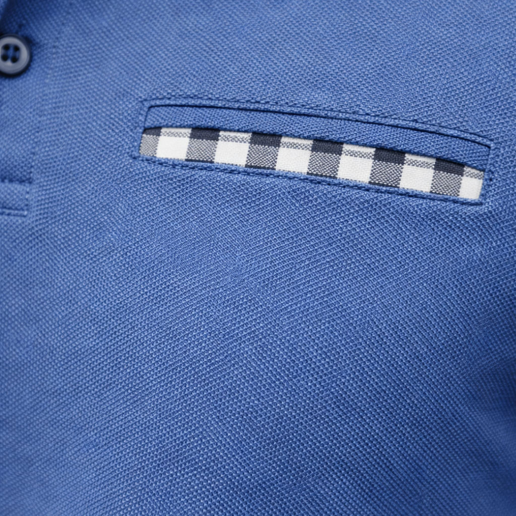 Men's Checkered Long Sleeve Polo Shirt-The Yellow Prime