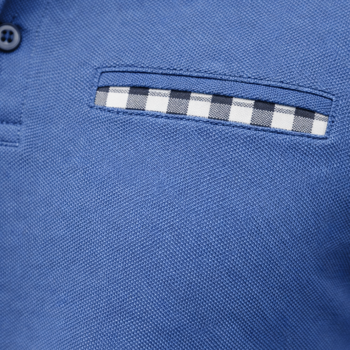 Men's Checkered Long Sleeve Polo Shirt-The Yellow Prime
