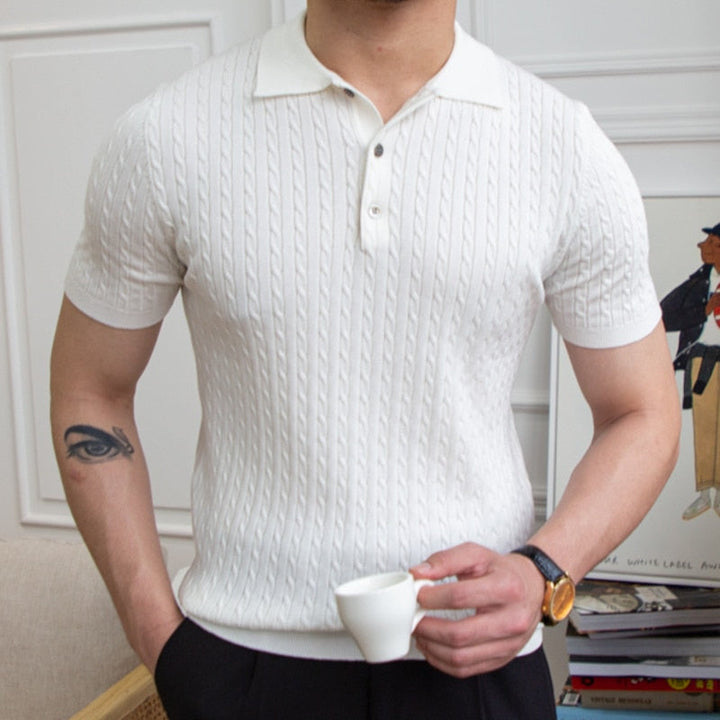 Men's Classic Fit Short Sleeve Polo Shirt in Cotton Blend-The Yellow Prime