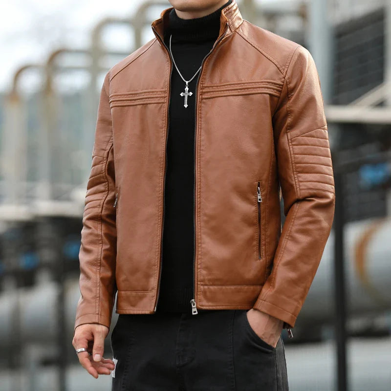 Men's Classic Leather Jacket-The Yellow Prime